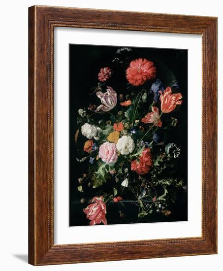 Flowers in a Glass Vase, C.1660-Jan Davidsz de Heem-Framed Premium Giclee Print