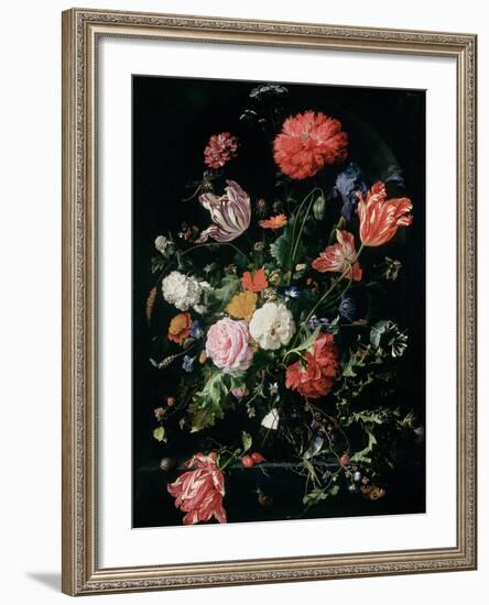 Flowers in a Glass Vase, C.1660-Jan Davidsz de Heem-Framed Giclee Print