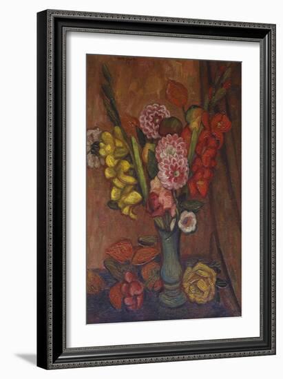 Flowers in a Green Vase-Mark Gertler-Framed Giclee Print