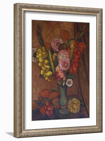 Flowers in a Green Vase-Mark Gertler-Framed Giclee Print