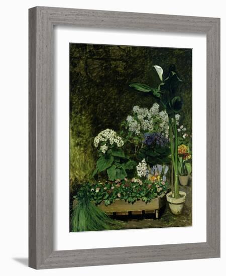 Flowers in a Greenhouse, 1864-Pierre-Auguste Renoir-Framed Giclee Print