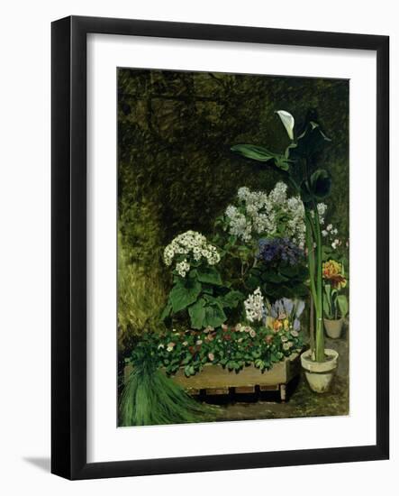 Flowers in a Greenhouse, 1864-Pierre-Auguste Renoir-Framed Giclee Print