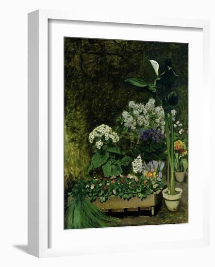 Flowers in a Greenhouse, 1864-Pierre-Auguste Renoir-Framed Giclee Print