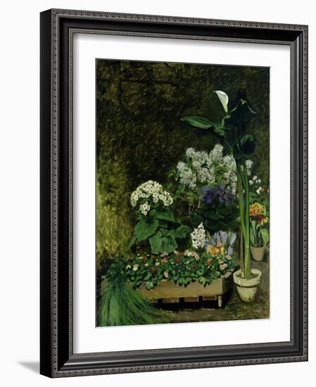 Flowers in a Greenhouse, 1864-Pierre-Auguste Renoir-Framed Giclee Print