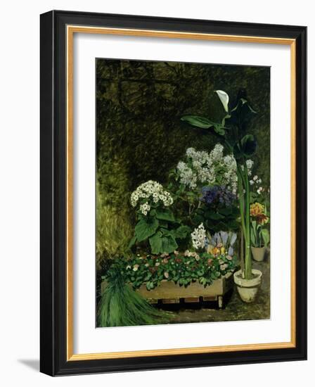 Flowers in a Greenhouse, 1864-Pierre-Auguste Renoir-Framed Giclee Print