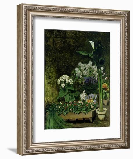 Flowers in a Greenhouse, 1864-Pierre-Auguste Renoir-Framed Giclee Print