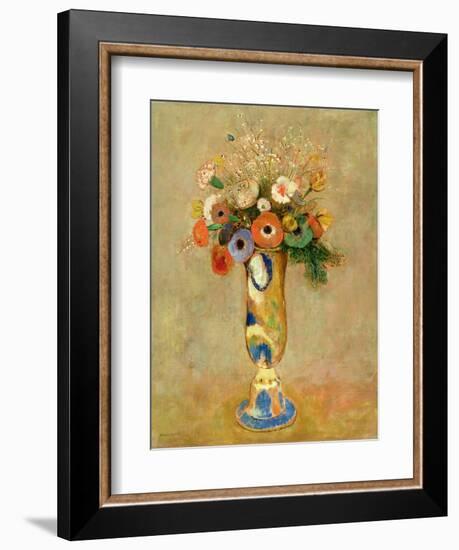 Flowers in a Painted Vase-Odilon Redon-Framed Giclee Print