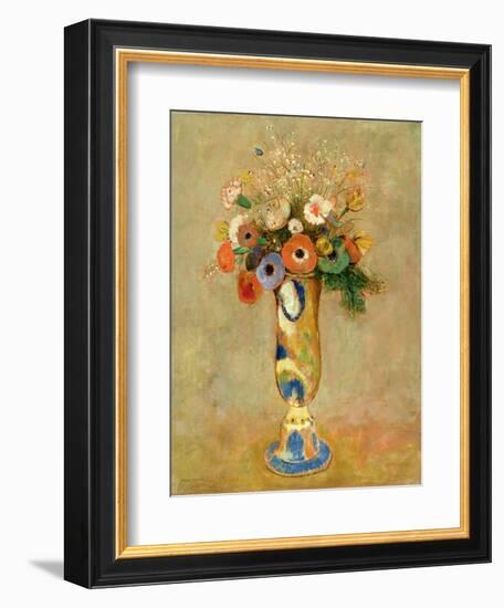 Flowers in a Painted Vase-Odilon Redon-Framed Giclee Print