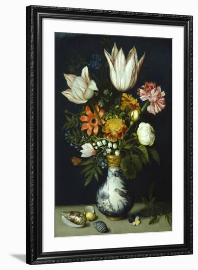 Flowers in a Porcelain Vase, C1600-Ambrosius Bosschaert-Framed Giclee Print