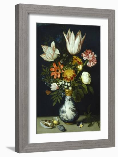 Flowers in a Porcelain Vase, C1600-Ambrosius Bosschaert-Framed Giclee Print