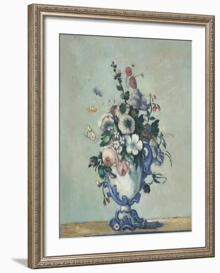 Flowers in a Rococo Vase, c.1876-Paul Cezanne-Framed Giclee Print
