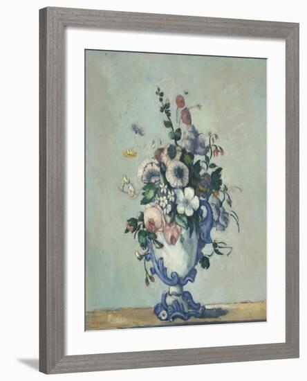 Flowers in a Rococo Vase, c.1876-Paul Cezanne-Framed Giclee Print
