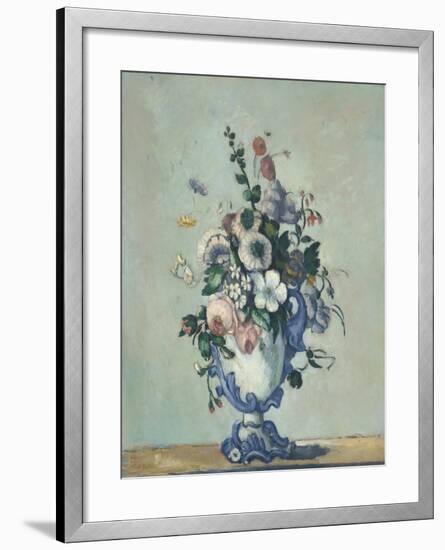 Flowers in a Rococo Vase, c.1876-Paul Cezanne-Framed Giclee Print