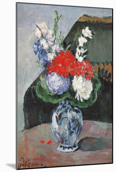 Flowers in a Small Delft Vase-Paul Cézanne-Mounted Giclee Print