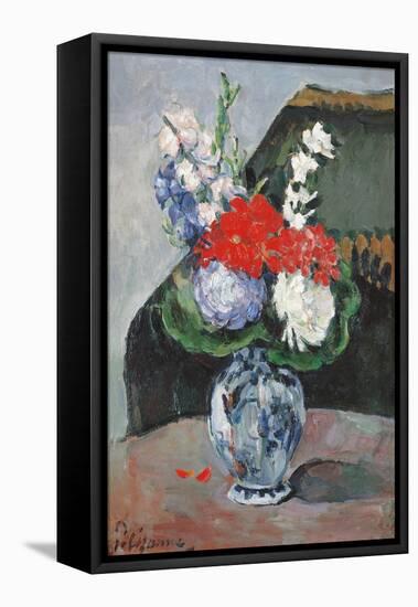 Flowers in a Small Delft Vase-Paul Cézanne-Framed Premier Image Canvas