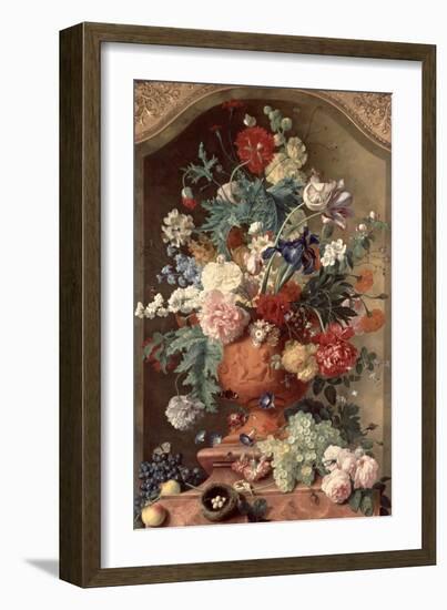 Flowers in a Terracotta Vase, 1736-Jan van Huysum-Framed Giclee Print