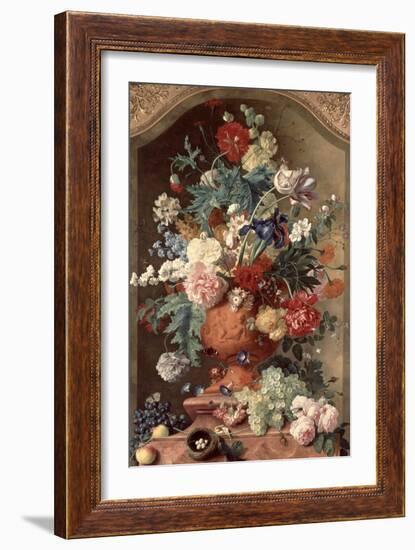 Flowers in a Terracotta Vase, 1736-Jan van Huysum-Framed Giclee Print