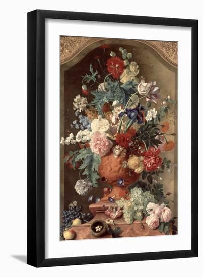 Flowers in a Terracotta Vase, 1736-Jan van Huysum-Framed Giclee Print