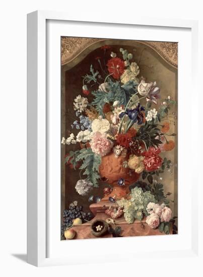 Flowers in a Terracotta Vase, 1736-Jan van Huysum-Framed Giclee Print