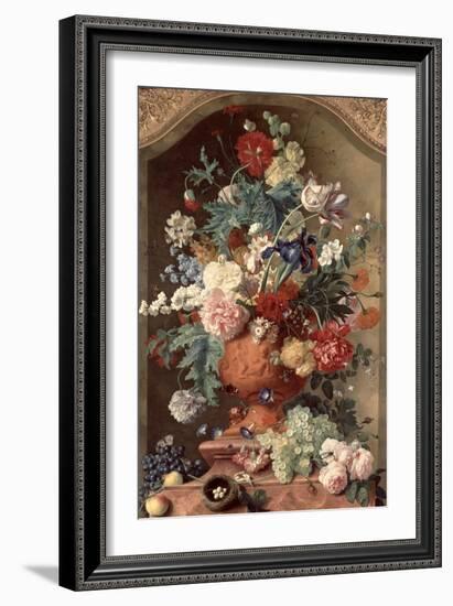 Flowers in a Terracotta Vase, 1736-Jan van Huysum-Framed Giclee Print