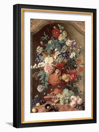 Flowers in a Terracotta Vase, 1736-Jan van Huysum-Framed Giclee Print