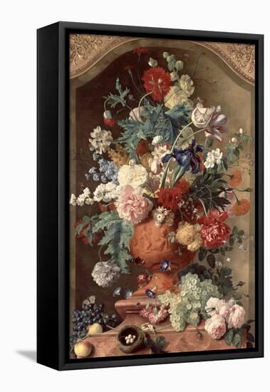 Flowers in a Terracotta Vase, 1736-Jan van Huysum-Framed Premier Image Canvas