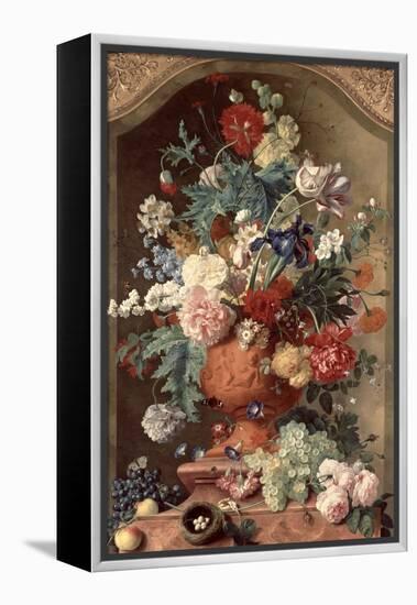 Flowers in a Terracotta Vase, 1736-Jan van Huysum-Framed Premier Image Canvas