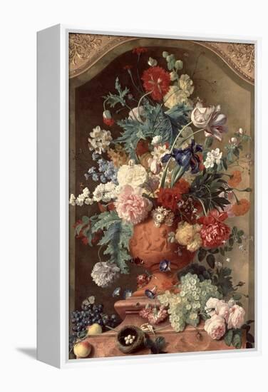 Flowers in a Terracotta Vase, 1736-Jan van Huysum-Framed Premier Image Canvas