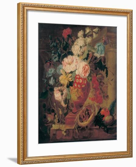 Flowers in a Terracotta Vase Decorated with Putti-Jan Frans Eliaerts-Framed Giclee Print