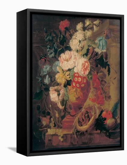 Flowers in a Terracotta Vase Decorated with Putti-Jan Frans Eliaerts-Framed Premier Image Canvas