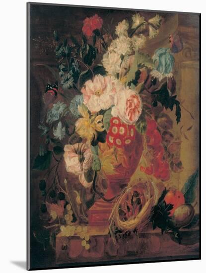 Flowers in a Terracotta Vase Decorated with Putti-Jan Frans Eliaerts-Mounted Giclee Print