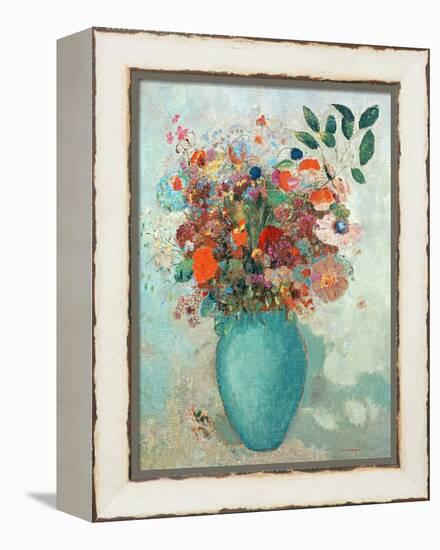 Flowers in a Turquoise Vase, C.1912-Odilon Redon-Framed Premier Image Canvas