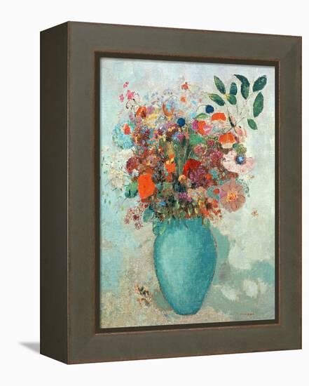 Flowers in a Turquoise Vase, C.1912-Odilon Redon-Framed Premier Image Canvas