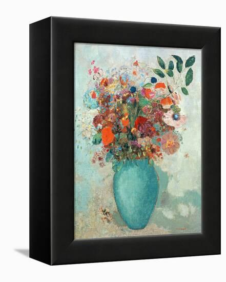 Flowers in a Turquoise Vase, C.1912-Odilon Redon-Framed Premier Image Canvas