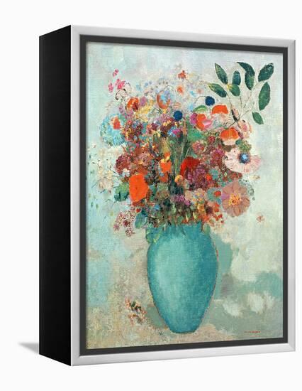 Flowers in a Turquoise Vase, C.1912-Odilon Redon-Framed Premier Image Canvas