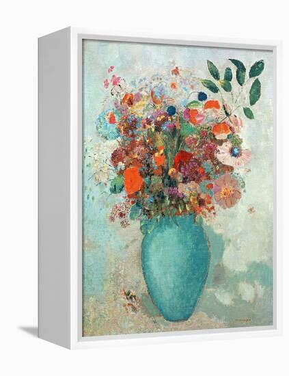 Flowers in a Turquoise Vase, C.1912-Odilon Redon-Framed Premier Image Canvas