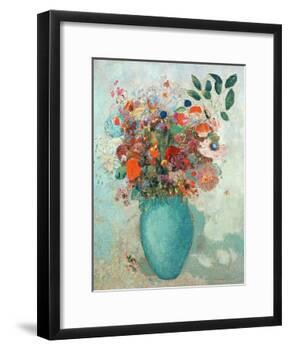 Flowers in a Turquoise Vase, C.1912-Odilon Redon-Framed Giclee Print