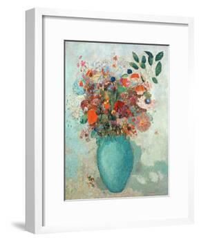 Flowers in a Turquoise Vase, C.1912-Odilon Redon-Framed Giclee Print