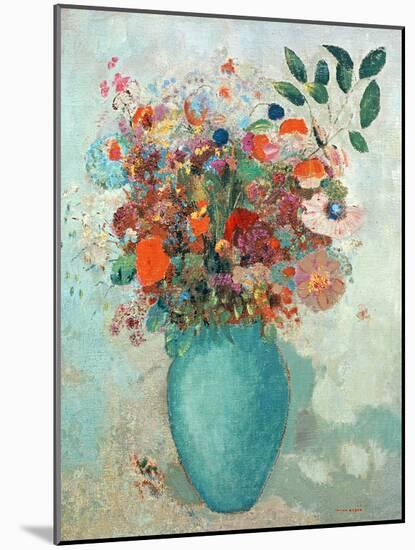 Flowers in a Turquoise Vase, C.1912-Odilon Redon-Mounted Giclee Print
