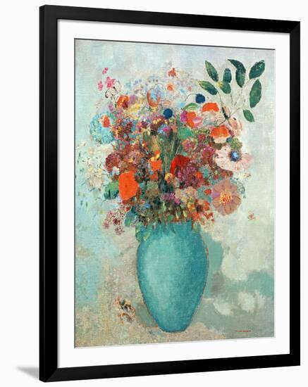 Flowers in a Turquoise Vase, C.1912-Odilon Redon-Framed Giclee Print