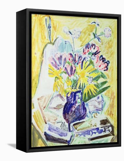 Flowers in a Vase, 1918-19-Ernst Ludwig Kirchner-Framed Premier Image Canvas