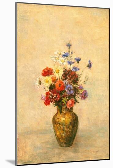 Flowers in a Vase, by Odilon Redon, 1910, French painting,-Odilon Redon-Mounted Art Print