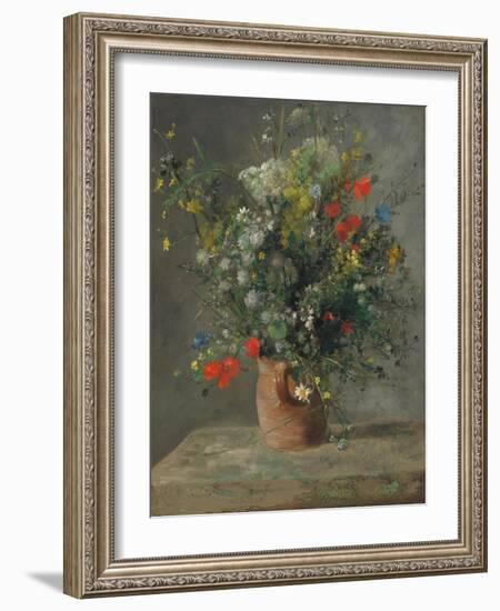 Flowers in a Vase, C.1866 (Oil on Canvas)-Pierre Auguste Renoir-Framed Giclee Print