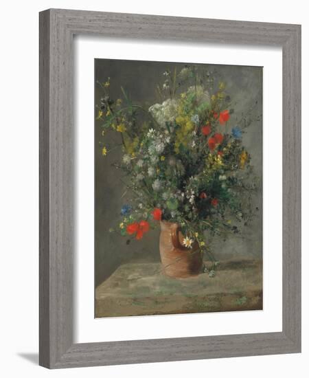 Flowers in a Vase, C.1866 (Oil on Canvas)-Pierre Auguste Renoir-Framed Giclee Print