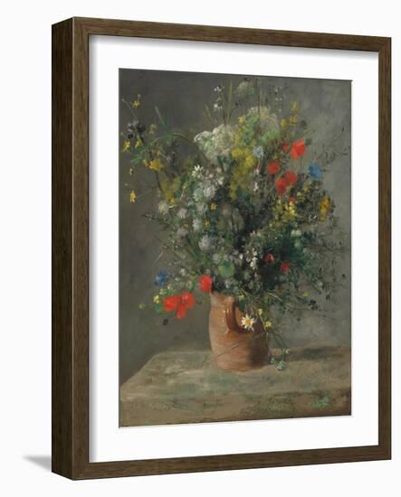 Flowers in a Vase, C.1866 (Oil on Canvas)-Pierre Auguste Renoir-Framed Giclee Print