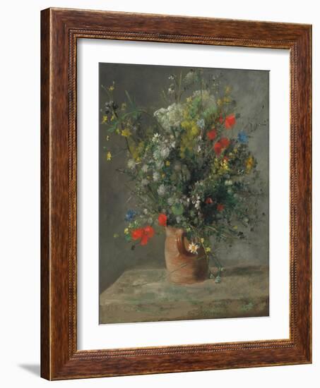 Flowers in a Vase, C.1866 (Oil on Canvas)-Pierre Auguste Renoir-Framed Giclee Print