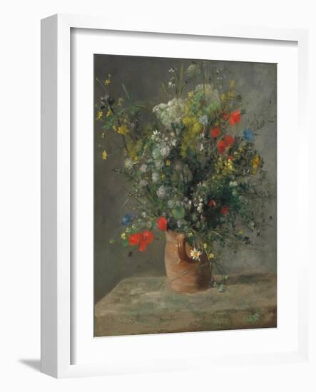 Flowers in a Vase, C.1866 (Oil on Canvas)-Pierre Auguste Renoir-Framed Giclee Print