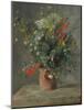 Flowers in a Vase, C.1866 (Oil on Canvas)-Pierre Auguste Renoir-Mounted Giclee Print