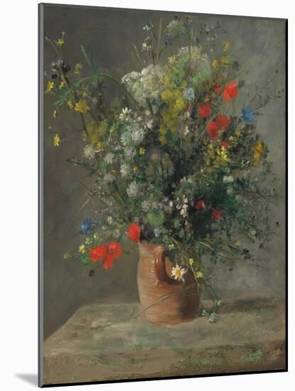 Flowers in a Vase, C.1866 (Oil on Canvas)-Pierre Auguste Renoir-Mounted Giclee Print