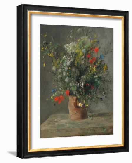 Flowers in a Vase, C.1866 (Oil on Canvas)-Pierre Auguste Renoir-Framed Giclee Print